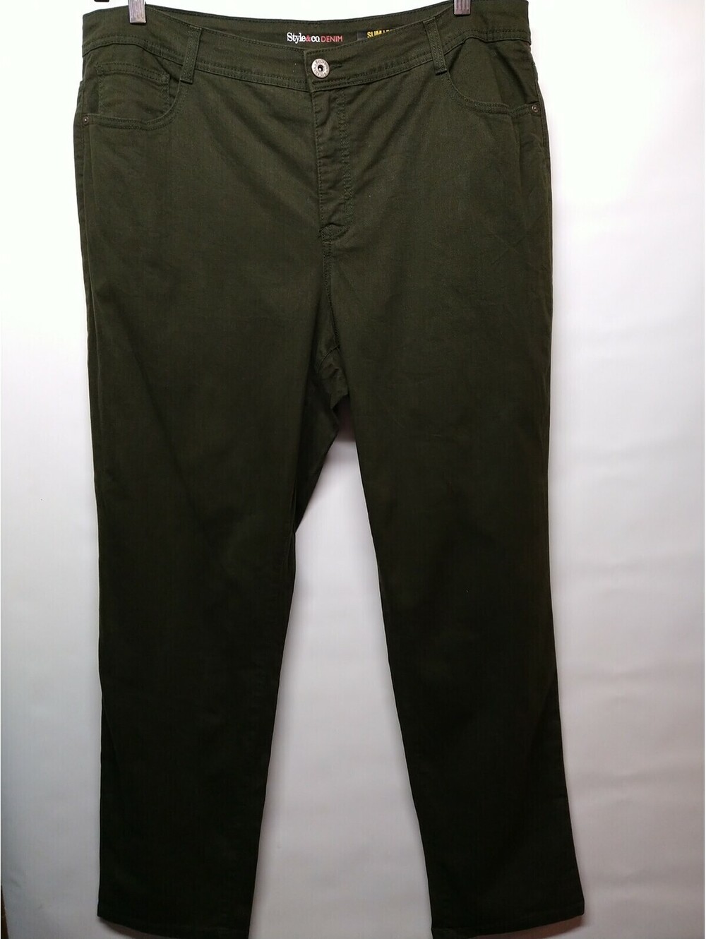 Style & Co Slim Leg 20w Green Jeans 019